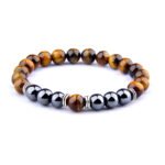 Explosion Style Yellow Tiger Eye Bracelet Fashion Simple Obsidian Alloy Separator Elastic Bracelet