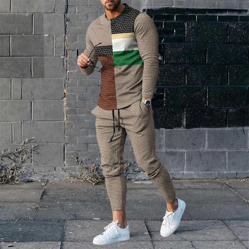 Men's 3D Digital Printing Loose Casual Long Sleeves Trousers Suit - Image 6