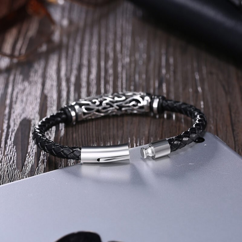 Punk stainless steel leather bracelet - Image 6