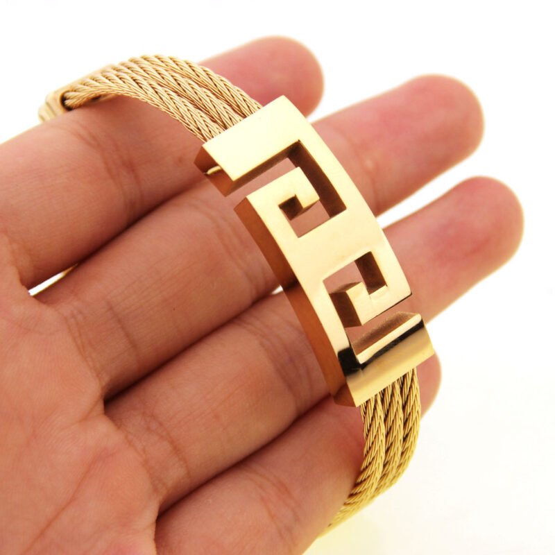 Three-ring wire braided hemp rope bracelet - Image 3