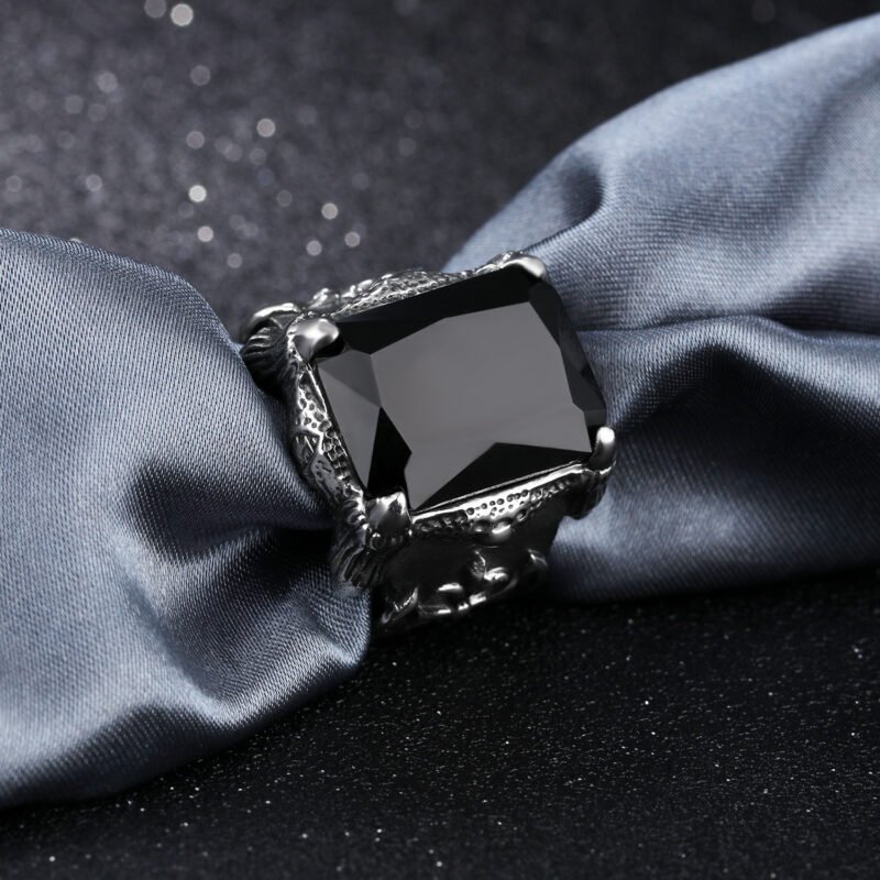 Titanium steel men's zircon ring - Image 4