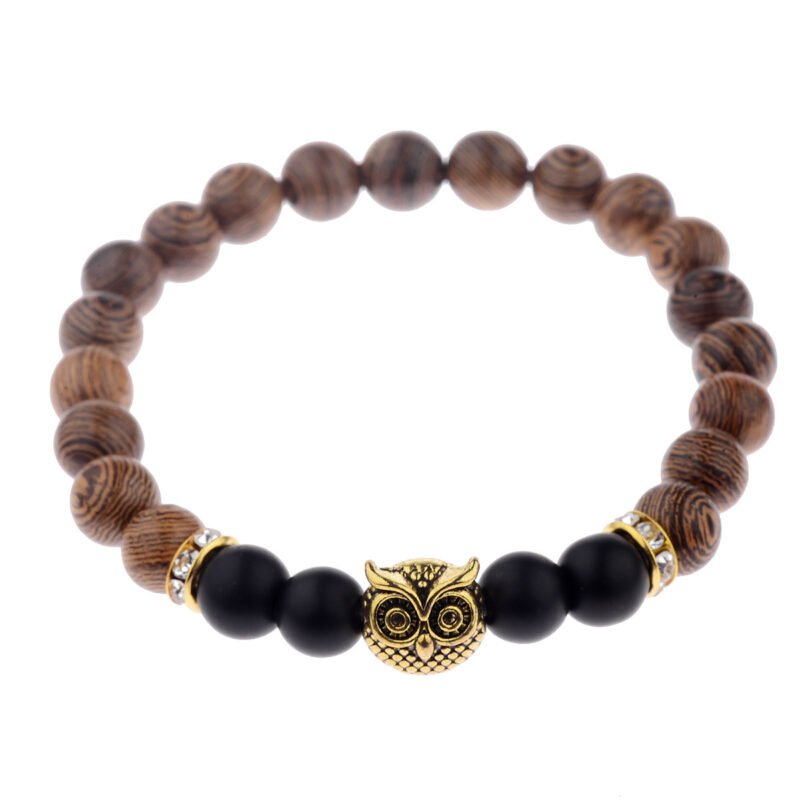 Owl frosted stone lifeline wood grain bracelet - Image 2