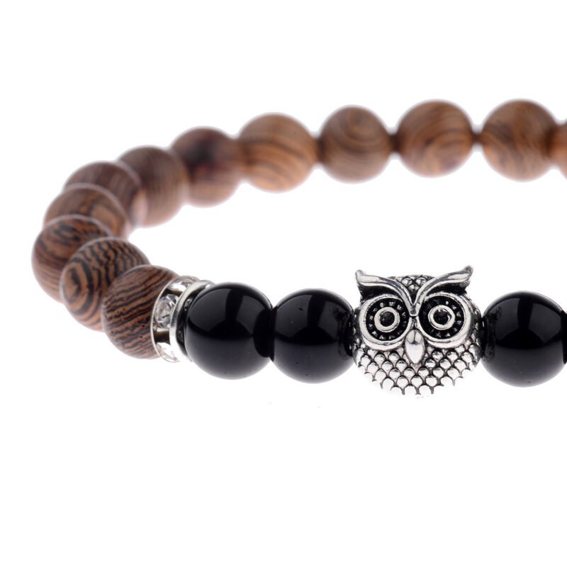 Owl frosted stone lifeline wood grain bracelet - Image 7