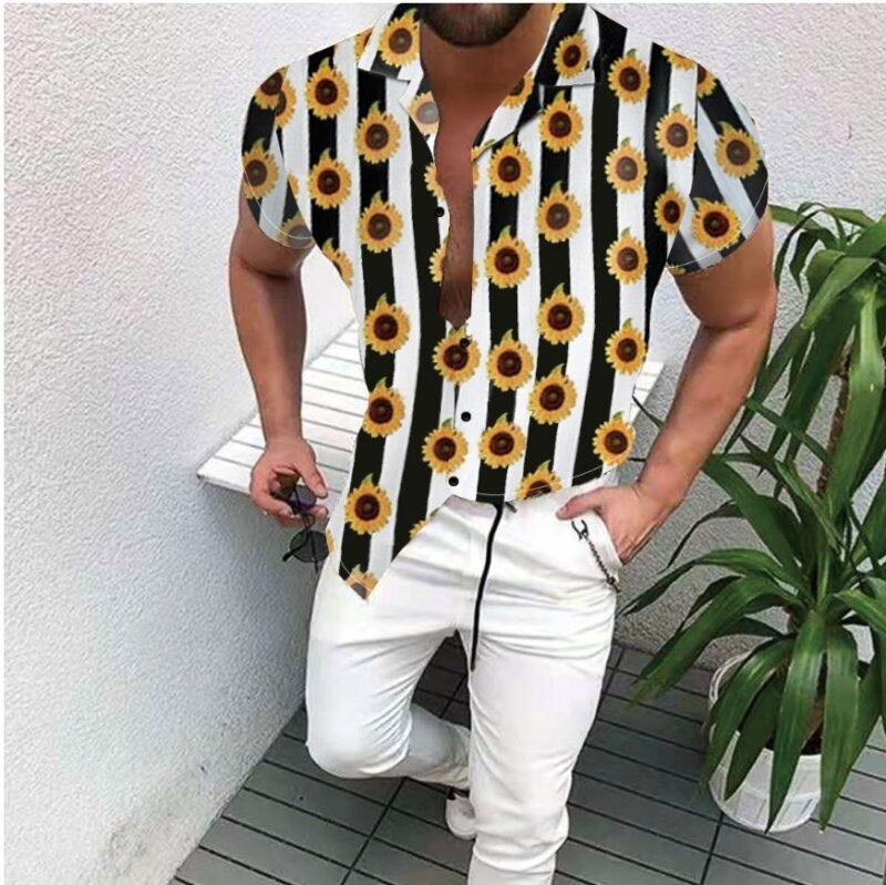 Cross-Border Hot Models Amazon Ebay European And American Men's Short-Sleeved Fashion Shirts Shirts New Tops Men's Trend - Image 6