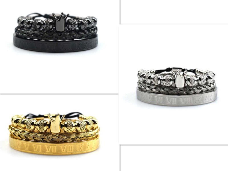 Luxury Roman Royal Crown Charm Bracelet Men Stainless Steel Geometry Pulseiras Men Adjustable Bracelets Couple Jewelry Gift - Image 5