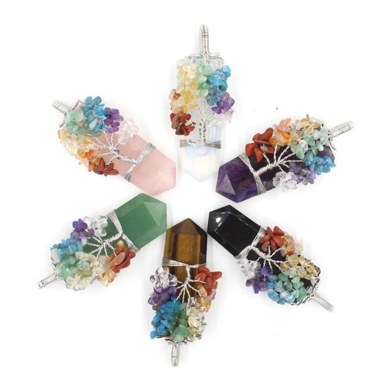 Crystal Column Tree Of Life Winding Pendant Necklace - Image 3