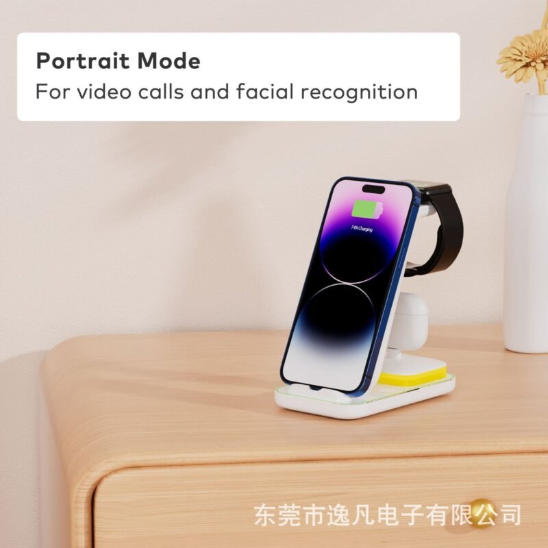 15W Fast Charge Vertical Wireless Charger Mobile Phone Watch Headset - Image 2