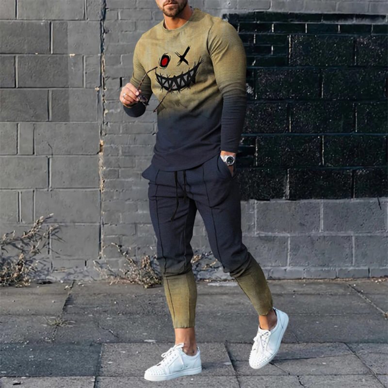 Men's 3D Digital Printing Loose Casual Long Sleeves Trousers Suit - Image 8