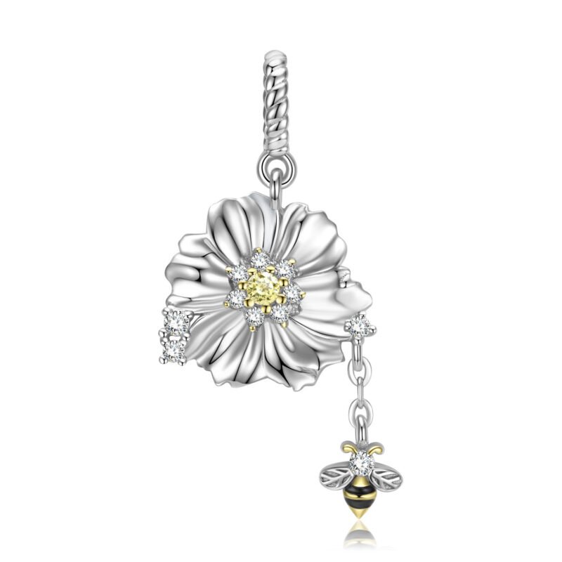Bee And Flower Necklace 925 Silver Necklace Pendant - Image 5
