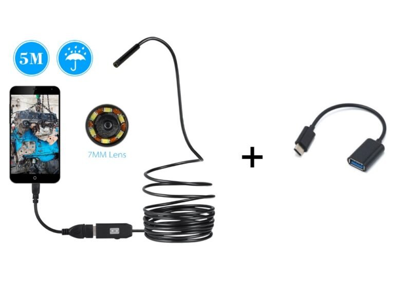 OWSOO 6 LED 7MM USB Endoscope Camera 5M Waterproof USB Wire Snake Tube Inspection Borescope For OTG Compatible Android Phones - Image 2