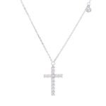 S925 Sterling Silver Simple Diamond Cross Necklace Female Net Celebrity Explosion Style Wild Temperament Clavicle Chain Popular Jewelry