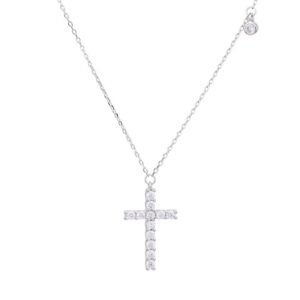 S925 Sterling Silver Simple Diamond Cross Necklace Female Net Celebrity Explosion Style Wild Temperament Clavicle Chain Popular Jewelry