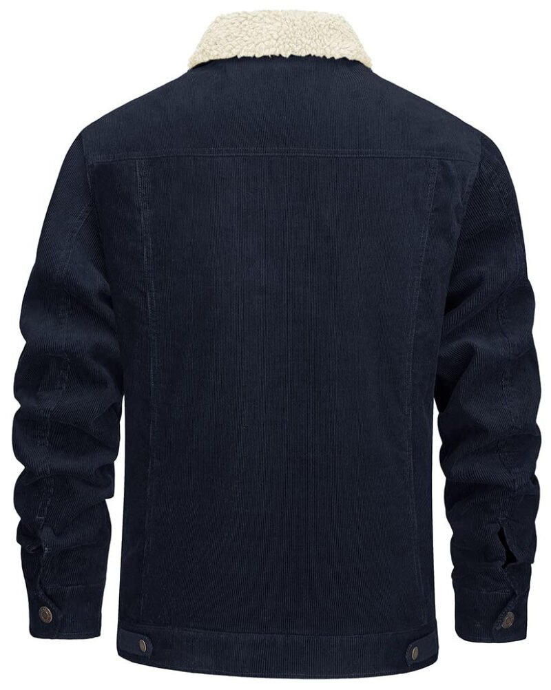 Corduroy Lapel Long Sleeve Plush Jacket Coat - Image 5