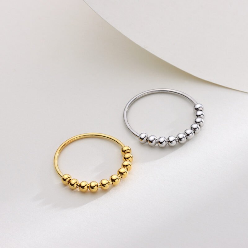 S925 Sterling Silver Ten Beads Relieve Anxiety Lucky Ring - Image 2