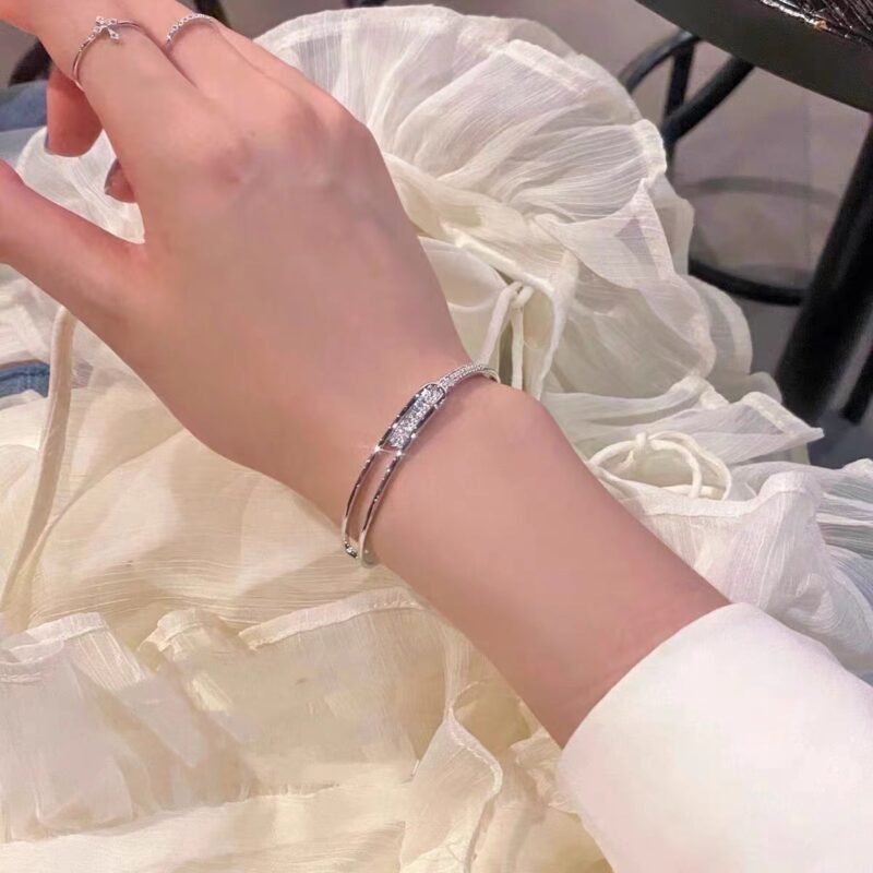 Silver S925 Sterling Silver Bracelet Full Diamond Korean Fashion - Image 3