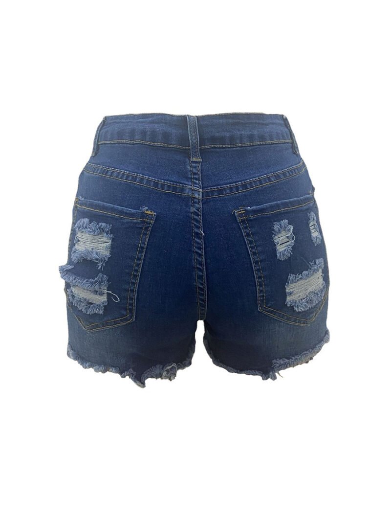 High Elastic Ripped Jeans Denim Shorts For Women - Image 2