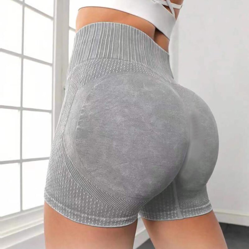 High-waisted Hip-lifting Fitness Pants Solid Color Quick-drying Tight Running Sports Yoga Shorts Women - Image 2