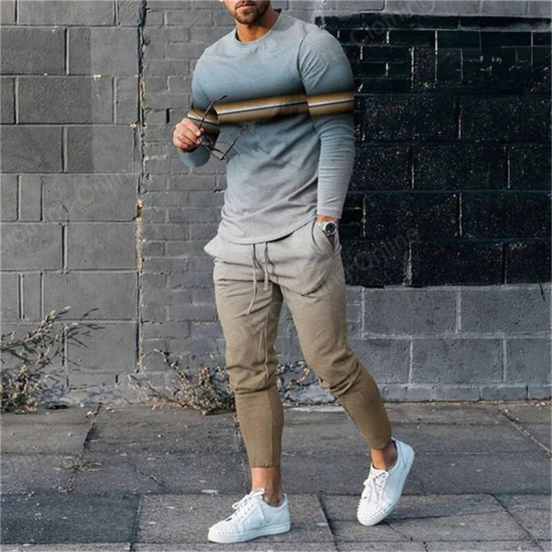 Men's 3D Digital Printing Loose Casual Long Sleeves Trousers Suit - Image 9