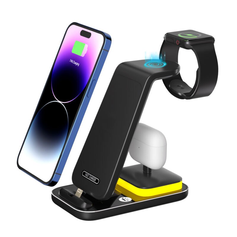 15W Fast Charge Vertical Wireless Charger Mobile Phone Watch Headset - Image 3