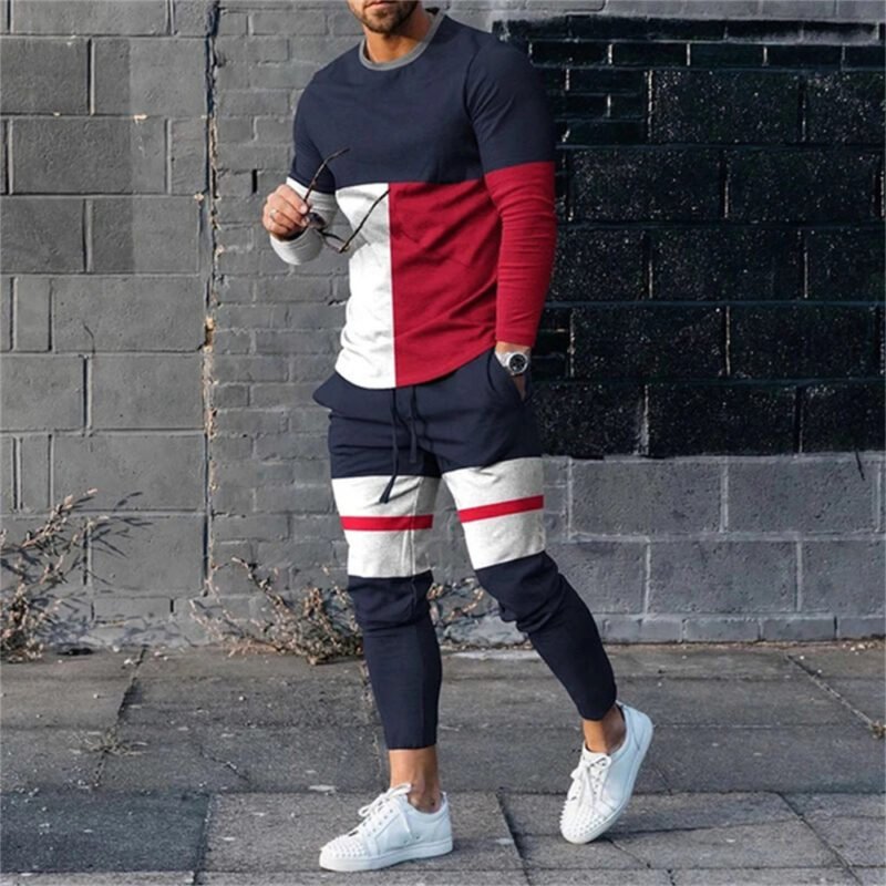 Men's 3D Digital Printing Loose Casual Long Sleeves Trousers Suit - Image 2
