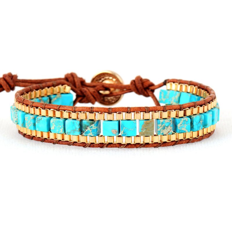 Fashion Imperial Stone Hand-woven Leather Bracelet - Image 5