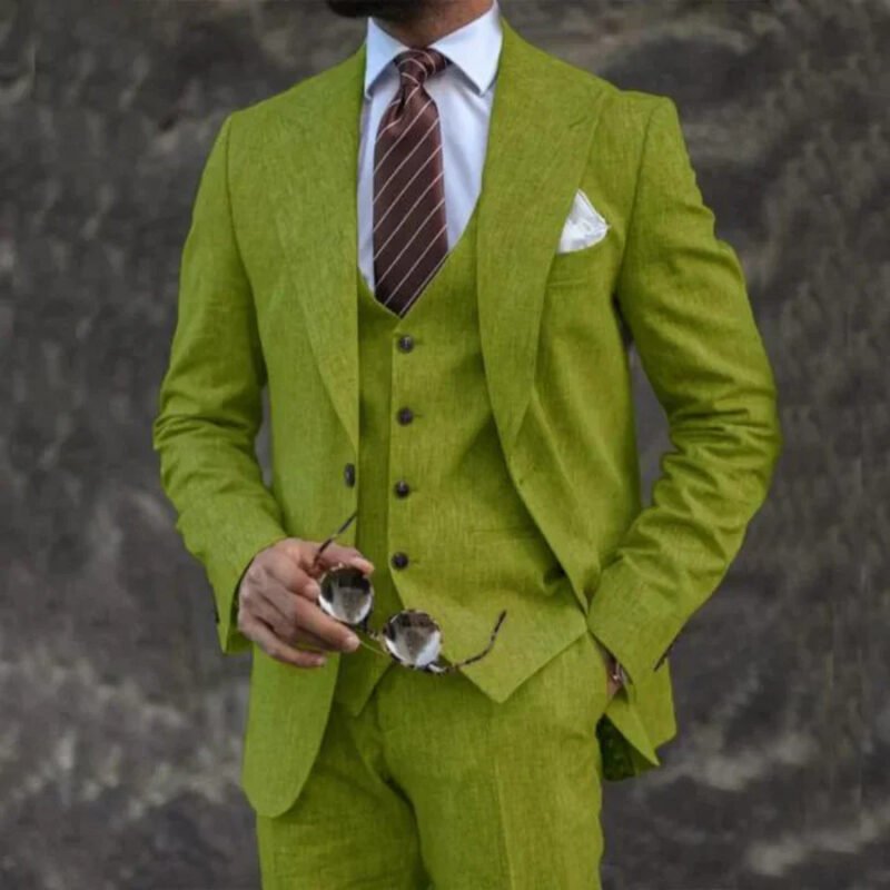 European And American Pink Business Casual Suit Three-piece Suit Men - Image 6