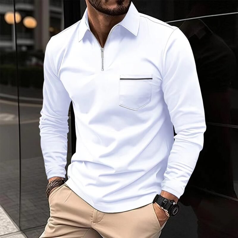 Men's Long Sleeved Sports Polo Shirt - Image 5