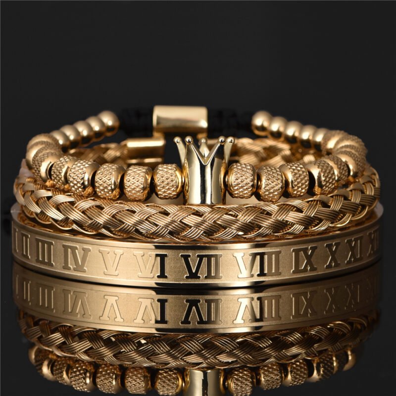 Luxury Roman Royal Crown Charm Bracelet Men Stainless Steel Geometry Pulseiras Men Adjustable Bracelets Couple Jewelry Gift - Image 2