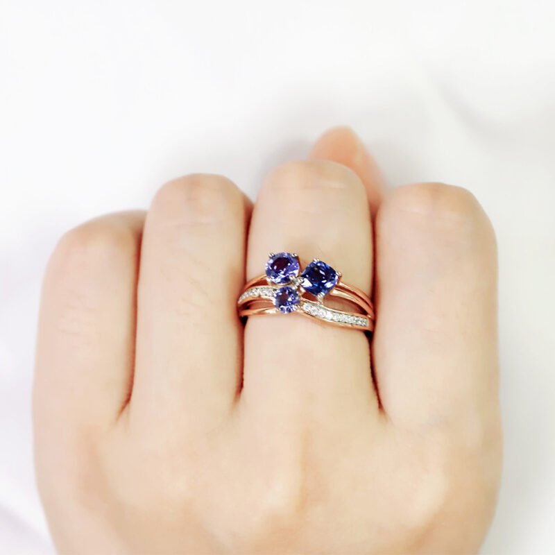 Sterling Silver Tan Sang Rose Gold Color Separation Plating Ring - Image 5