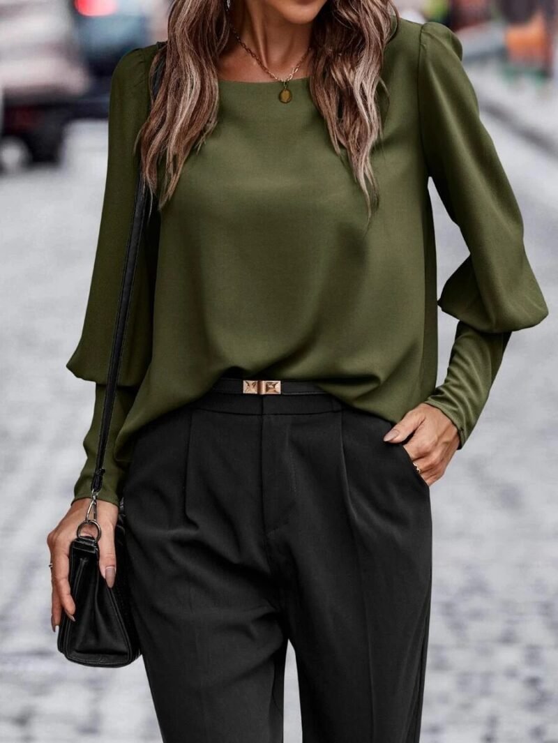 European And American Long Sleeve Button Solid Color Casual Shirt - Image 4