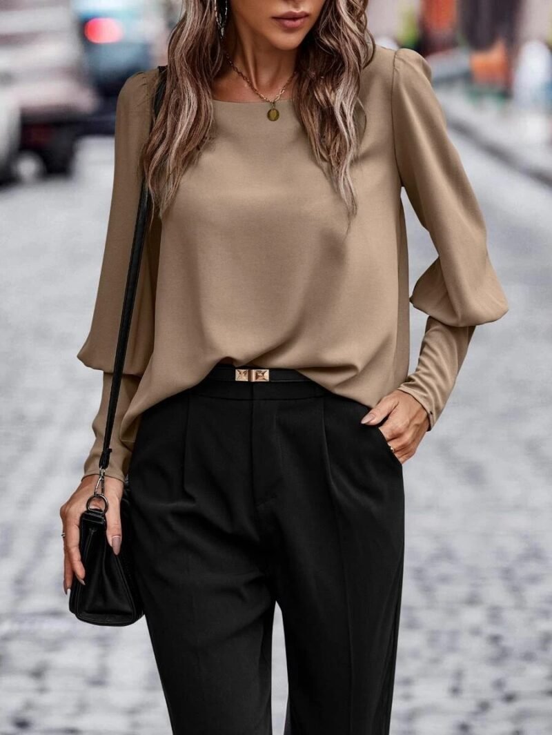 European And American Long Sleeve Button Solid Color Casual Shirt - Image 7