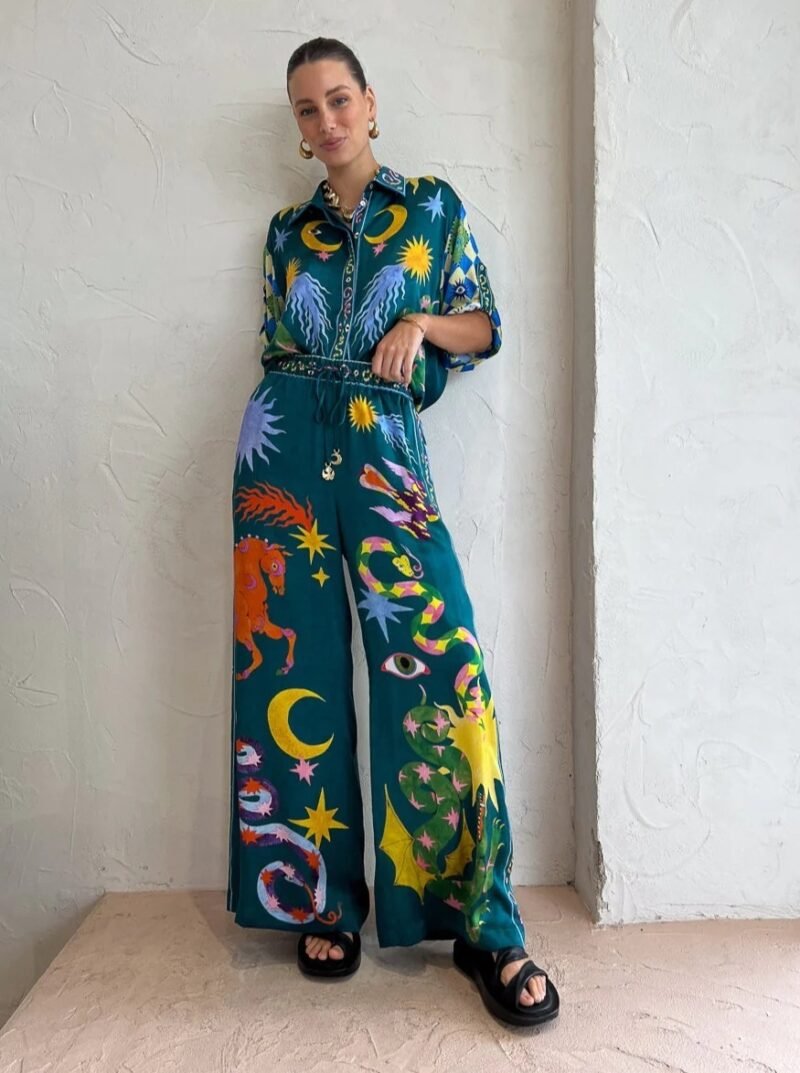 Southeast Asian Style Printed Leisure Suit Two Pieces - Image 8