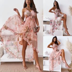 Women's Bohemian Summer Suspender Dress Loose Chiffon