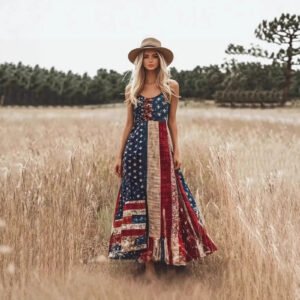 Women's Loose-fitting USA Flag Dress