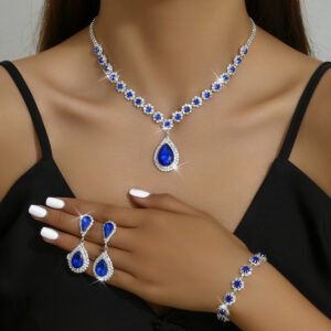Necklace, Ear Stud, Bracelet - Three-piece Set