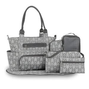8Pcs Baby Nappy Diaper Bags Set For Mom Dad Mummy Handbags Multifunctional Diaper Changing Bags With Bottle Bag Mesh Bag Purse Diaper Pad 2 Burp Cloths 2 Hook Straps