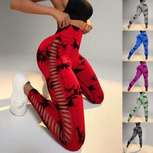 Hollow Tie Dye Printed  Fitness & Yoga Pants