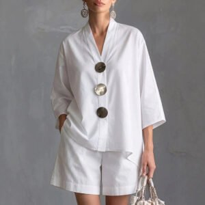 Women's Solid Color Wide-Leg Pants Suit