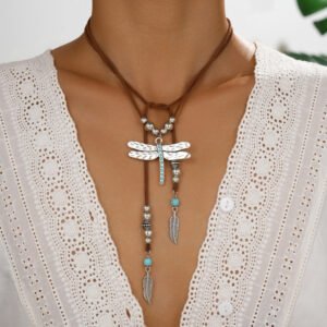 Bohemian Vintage Dragonfly Alloy Pendant Collarbone Chain