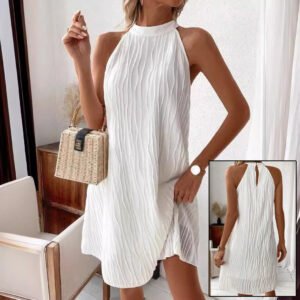 Pure Color Backless Dress